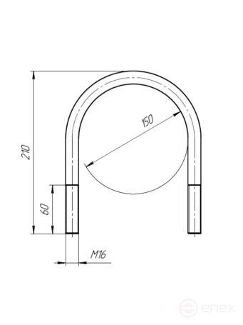 Керн Комплект хомут U образный гост 24137-80 м16х150 + 2 гайки + 2шайбы. Оцинкованный. 1 комплект RKU00161502001