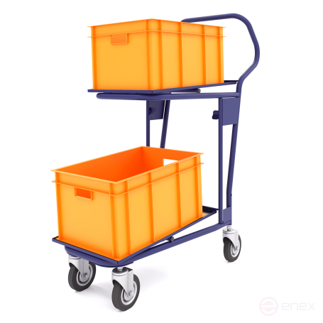 Тележка платформенная, двухярусная ТПДЯ 2 (435х986х989мм) цельносварная, колеса d125мм болтовые.