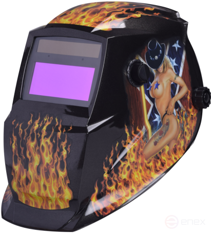 Самозатемняющаяся сварочная маска BRIMA MEGA HA-1110o (огненная девушка)