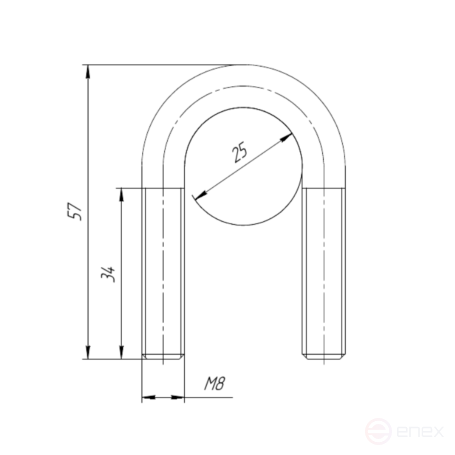 Керн Комплект хомут U образный гост 24137-80 м8х25 + 2 гайки + 2шайбы. Оцинкованный. 10 комплектов RKU00080252010