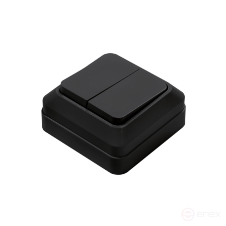 Выключатель двухклавишный BOLLETO черный накладной 7023B IN HOME