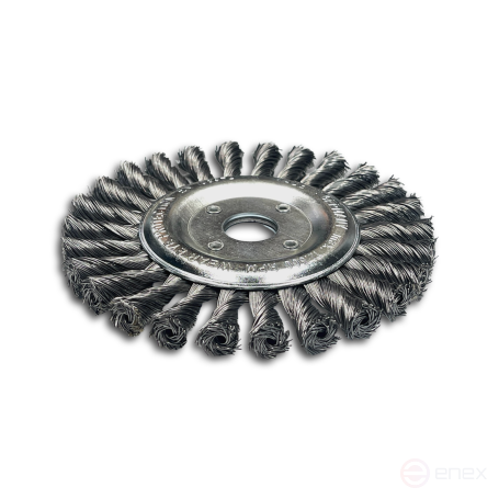 Щетка дисковая жгутовая, Д150 мм, ширина 14 мм, 26 жгутов, стальная прямая проволока STH 0,50 мм, посадочное отверстие 22,2 мм