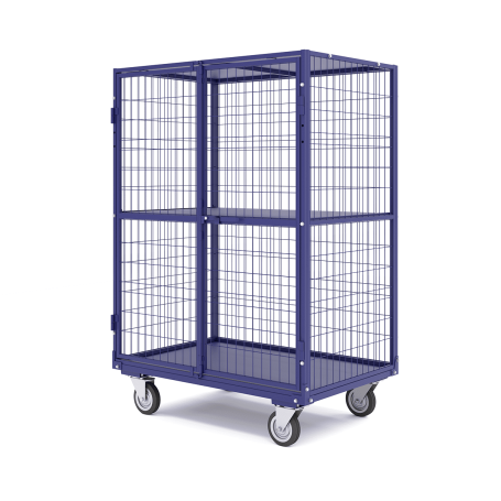 Mesh cabinet, bottom - sheet metal, with two doors WCM 2 (600x900x1200mm) wheels d160mm