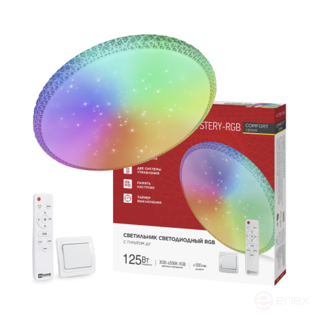 Светильник светодиодный COMFORT MYSTERY-RGB 125Вт 230В 3000-6500K 10000Лм 500x80мм с пультом ДУ IN HOME