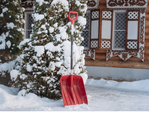 Snow shovel, burgundy color