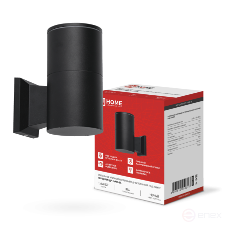 Светильник уличный настенный односторонний НБУ ЦИЛИНДР-1xА60-BL алюминиевый черный IP54 IN HOME