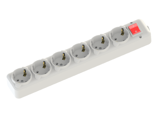 Plug NE-AD 6 sockets with switch, grounded