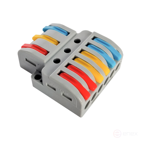 Клемма проходная разветвительная КПР 222-4136 с рычагами 3/6 полюса 0.08-2.5/4мм2 (3шт./уп.) IN HOME