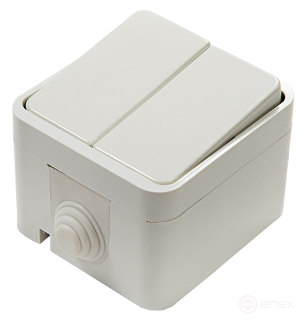 Выключатель двухклавишный AQUA белый полугерметичный 3200 IN HOME