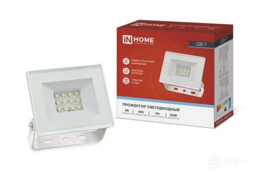 Прожектор светодиодный СДО-7 20Вт 230В 6500К IP65 белый IN HOME