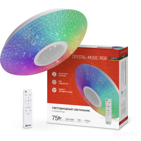 COMFORT CRYSTAL-MUSIC-RGB LED Lamp 75W 230V 3000-6500K 6000Lm 505x125mm with Remote control IN HOME