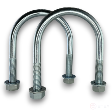 Керн Комплект хомут U образный гост 24137-80 м12х80 + 2 гайки + 2шайбы. Оцинкованный. 5 комплектов RKU00120802005