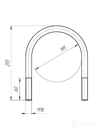 Керн Комплект хомут U образный гост 24137-80 м16х195 + 2 гайки + 2шайбы. Оцинкованный. 1 комплект RKU00161952001