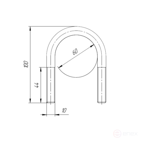 Керн Комплект хомут U образный гост 24137-80 м10х60 + 2 гайки + 2шайбы. Оцинкованный. 10 комплектов RKU00100602010