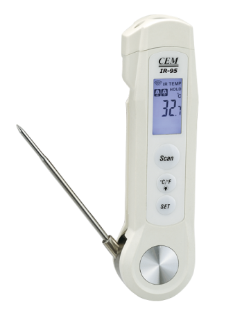 Термометр профессиональный цифровой + инфракрасный пирометр IR-95 CEM (Госреестр РФ)