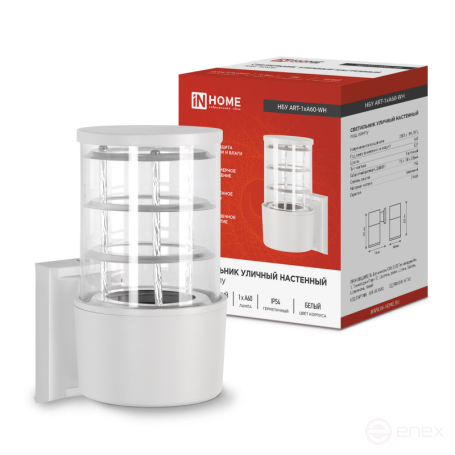 Светильник уличный настенный односторонний НБУ ART-1хA60-WH алюминиевый белый IP54 IN HOME