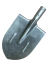 Bayonet shovel made of rail steel with a stiffening rib 210*290*405 mm.
