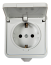 Розетка одинарная с заземлением с крышкой AQUA белая полугерметичная 3112 IN HOME
