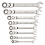 Набор комбинированных ключей с храповиком и шарнирной головкой, 8 шт. (8 - 19 мм), пластиковый держатель