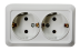 Розетка двойная с заземлением BOLLETO белая накладная 7128 IN HOME