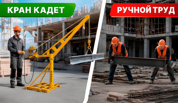 Строительный мини - кран KADET против ручного труда: сколько времени и денег можно сэкономить?