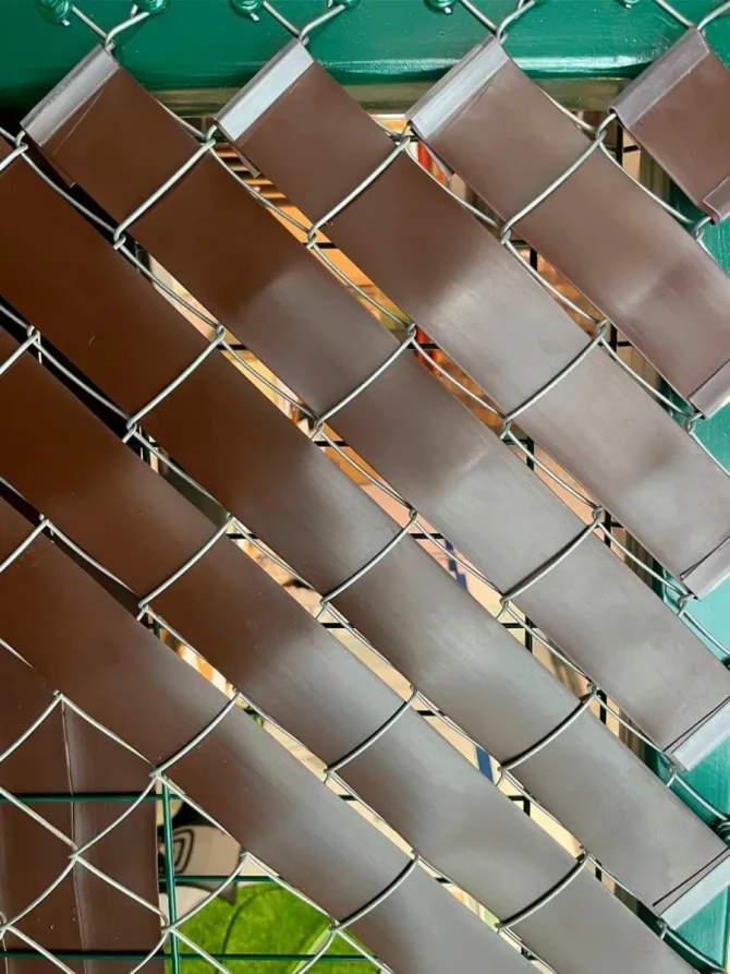 Ribbon for chain link fence, 3D and 2D fence 48 mm, length 50 meters + a set of fasteners (50 pcs) brown