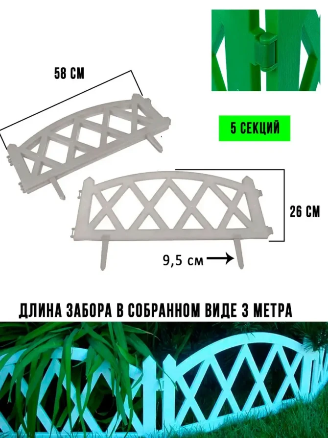 Заборчик садовый декоративный для сада и дачи ГеоПластБорд 300х26 см, белый