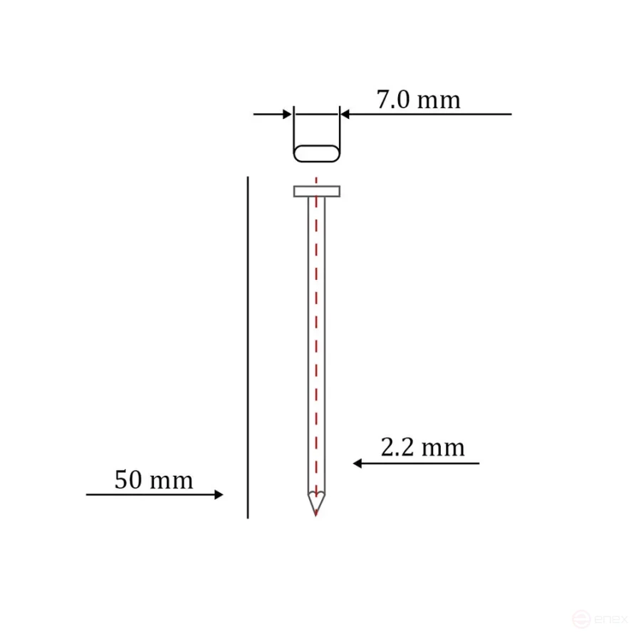 Concrete nail type ST/TN for pneumatic gun (50 mm, type 14ga, 1000 pcs/pack)