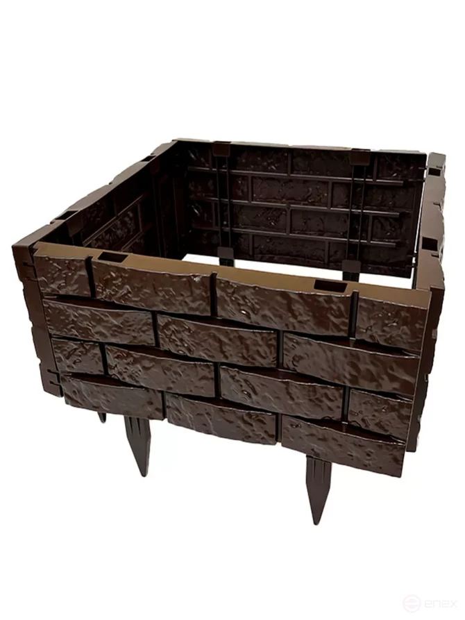 Decorative garden fence constructor Geoplastboard 180x20 cm, chocolate