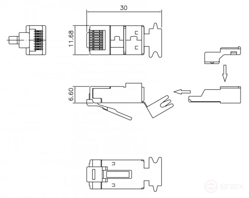 PLUG-8P8C-UV-C6A-SH-50 RJ-45(8P8C) twisted pair connector, 10Gb ...