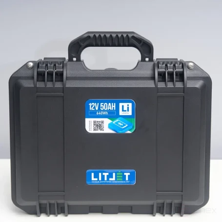 Lithium Traction battery LITJET SMART LiFePO4 12V 50Ah 640Wh with Bluetooth in strongcase