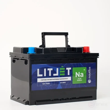 Натриевый стартово — тяговый аккумулятор LITJET Na+ 12V 75Ah 900Wh 1800CCA