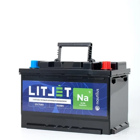 Натриевый стартово — тяговый аккумулятор LITJET Na+ 12V 75Ah 900Wh 1800CCA