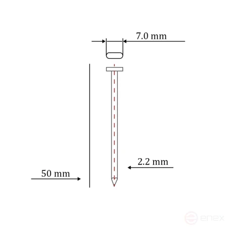 Concrete nail type ST/TN for pneumatic gun (50 mm, type 14ga, 1000 pcs/pack)