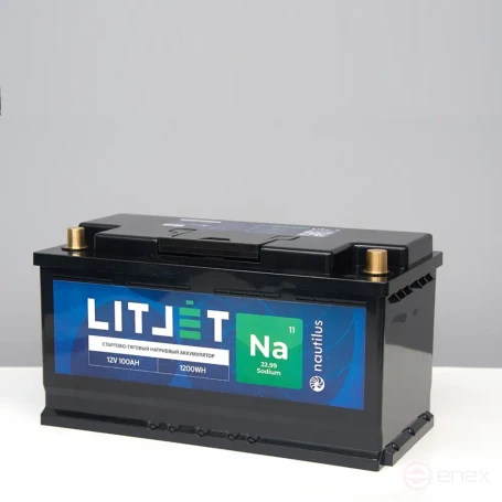 Натриевый стартово — тяговый аккумулятор LITJET Na+12V 100Ah 1200Wh 1500CCA IP67
